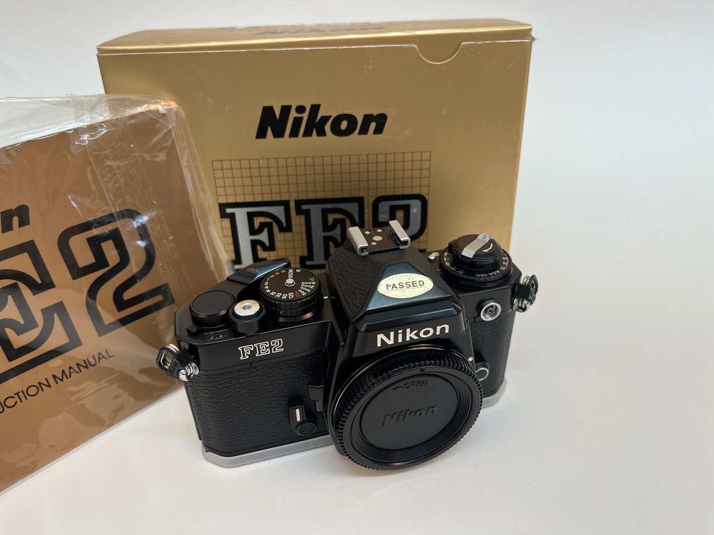 Nikon FE2 SLR 35mm Film Camera Black Paint MINT in Box NOS Display