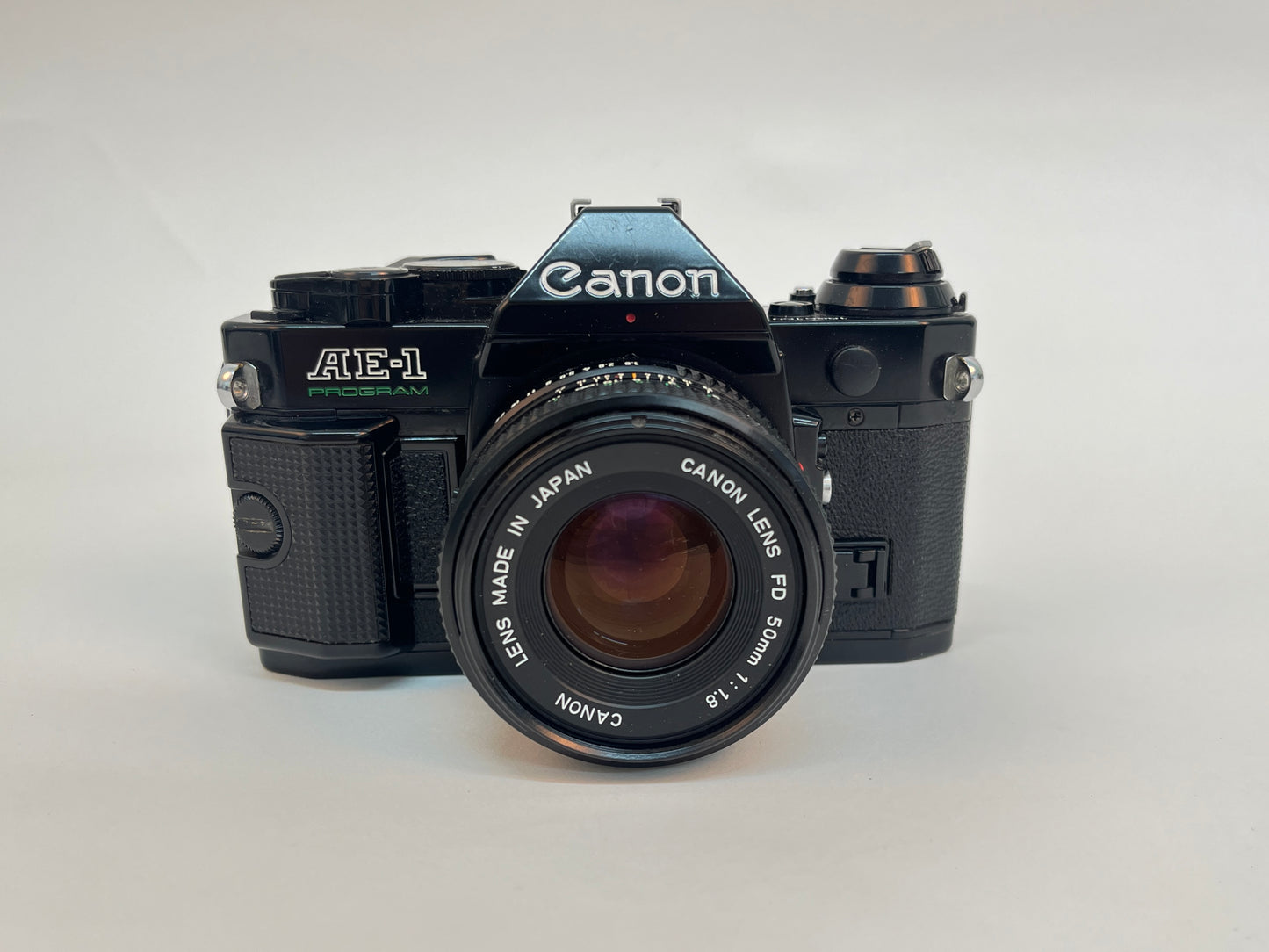 Canon AE-1 Program Black Paint with 50mm f/1.8 Lens EXC+