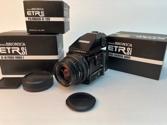 Bronica ETRsi Camera Kit + 50mm Lens AEIII Prism Near Mint Boxed 5226713