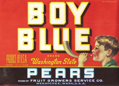 REPRODUCTION OF VINTAGE ADVERTISING FROM BOY BLUE BRAND PEARS