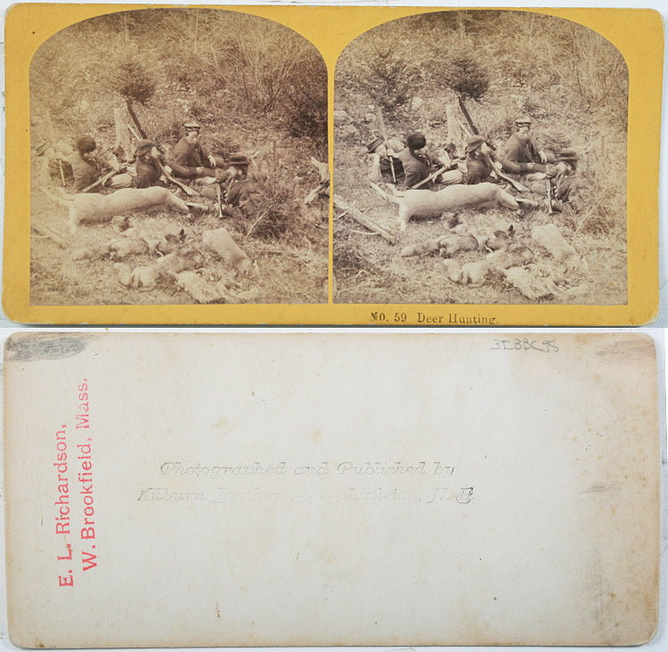 Hunters w/ Rifles and Deer / Fox Kills, 1890s Stereoview