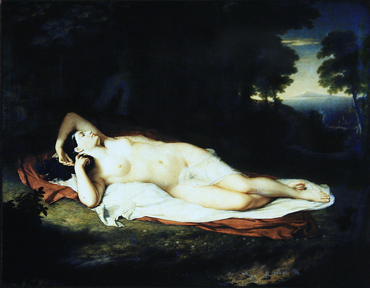 Vanderlyn Ariadne Asleep Color Photo Under Glass