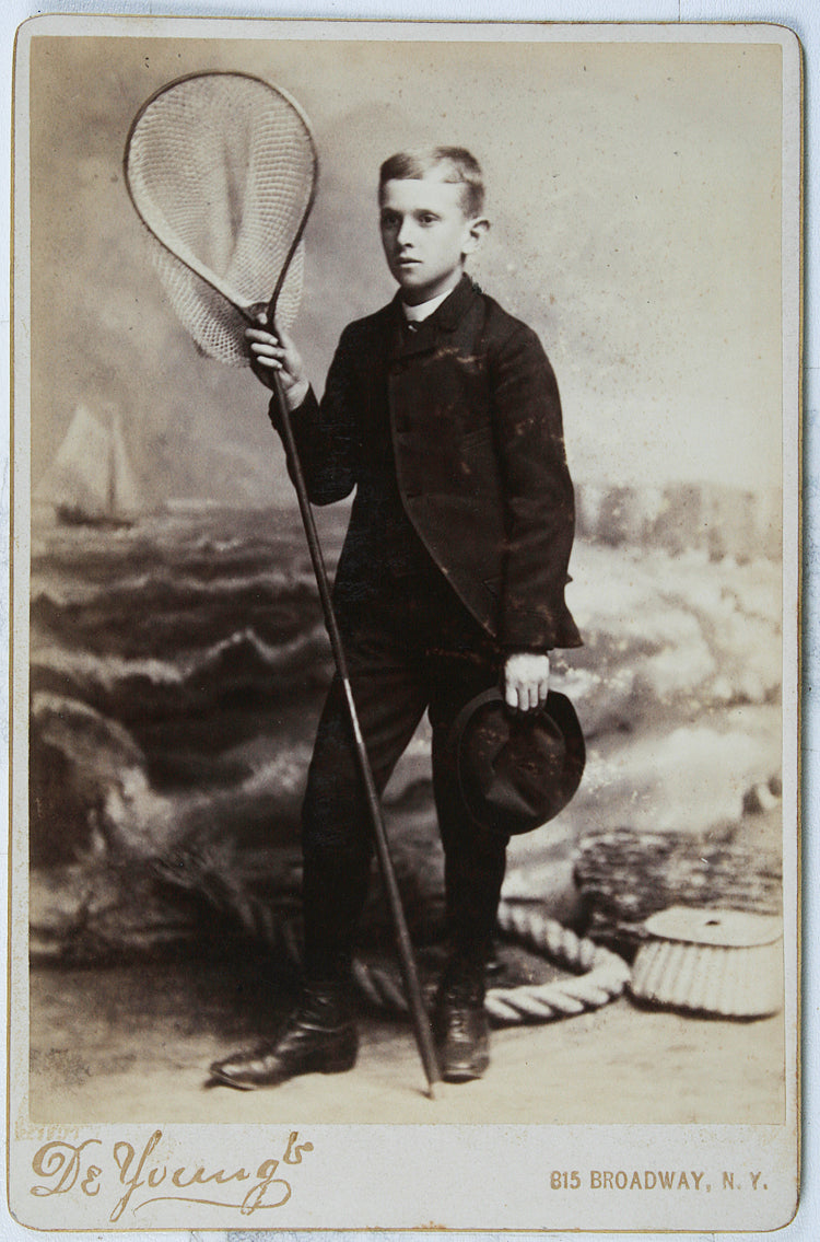 Young Man With Fishing Net Broadway N.Y. Cabinet Card