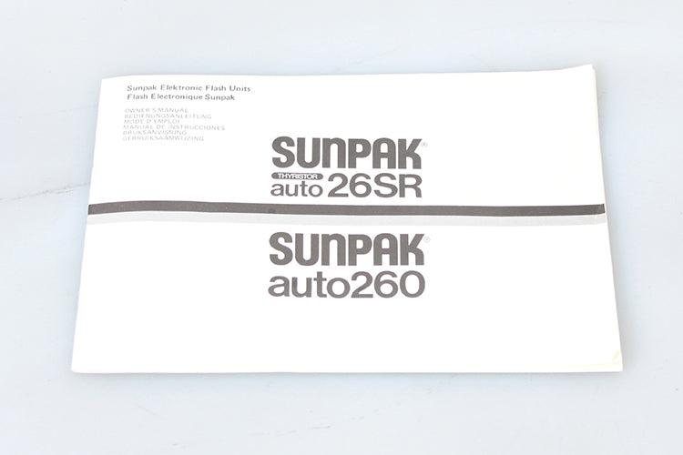 Flash Unit Owners Manual Sunpak Auto 26SR / Auto 260