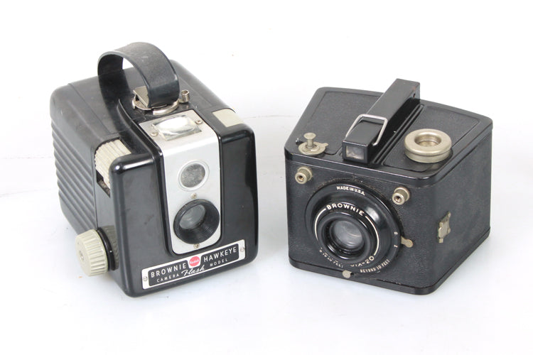 Art Deco Camera Set of 2 - Kodak Brownie Hawkeye & Brownie Flash Six-20