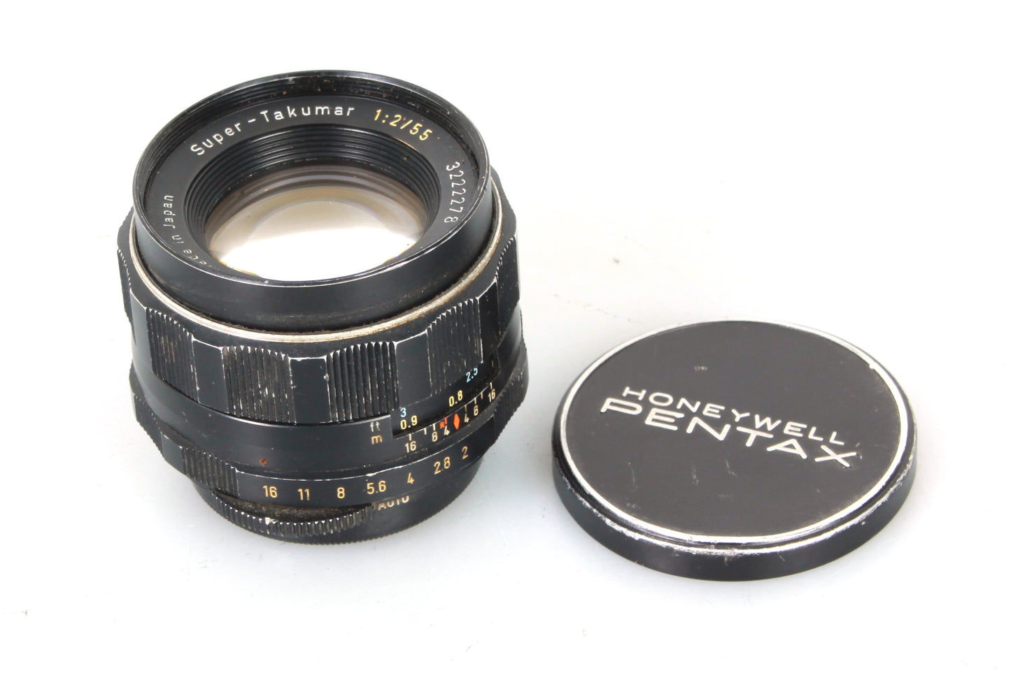 Pentax Super Takumar 55mm M42 Screw Mount Lens w Front & Rear Lens Caps