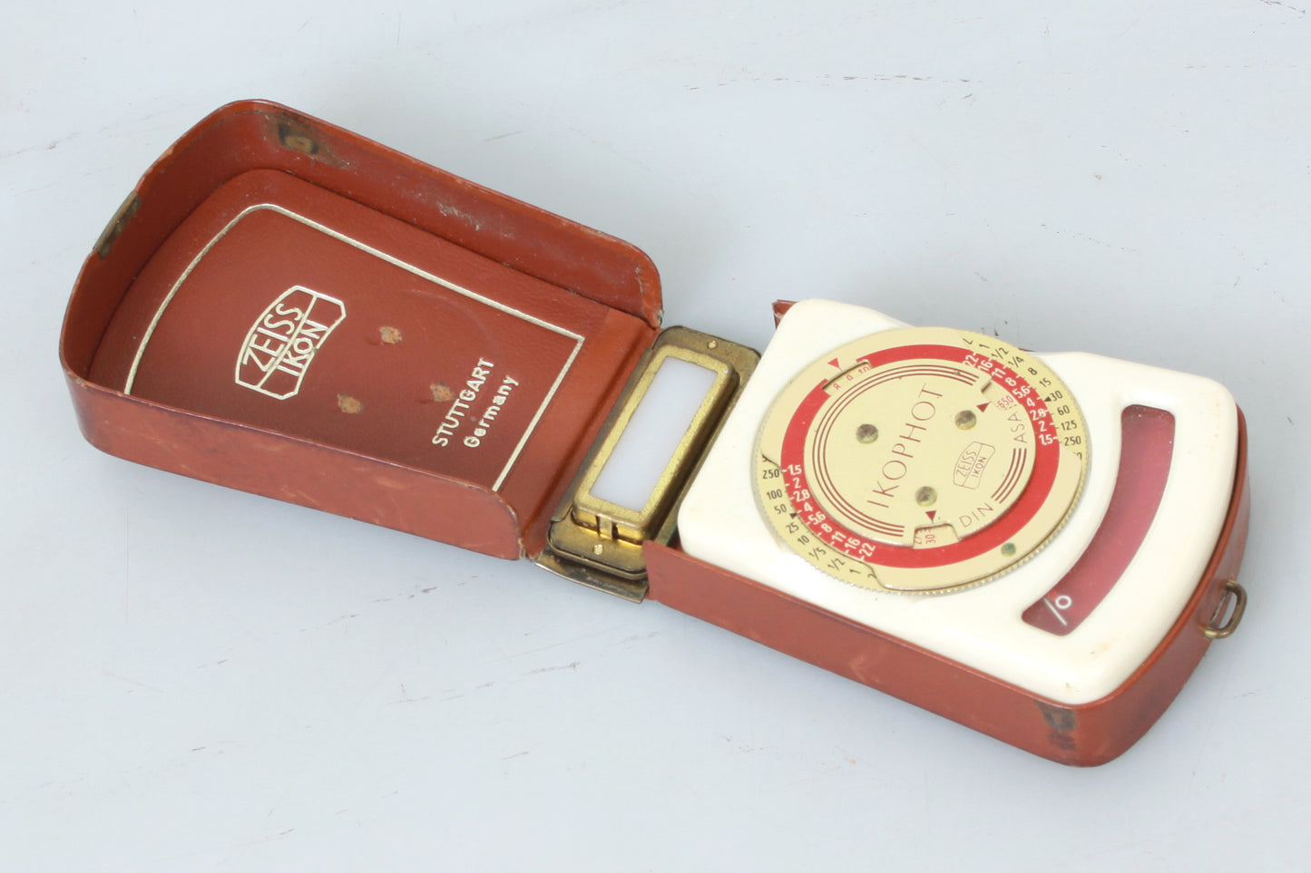 Vintage Original Zeiss Ikon Ikophot Light Meter Art Deco in Leather Case