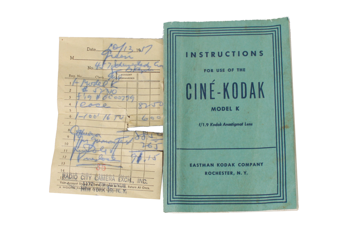 Cine-Kodak Model K Art Deco 16mm Movie Camera w Case & Manual