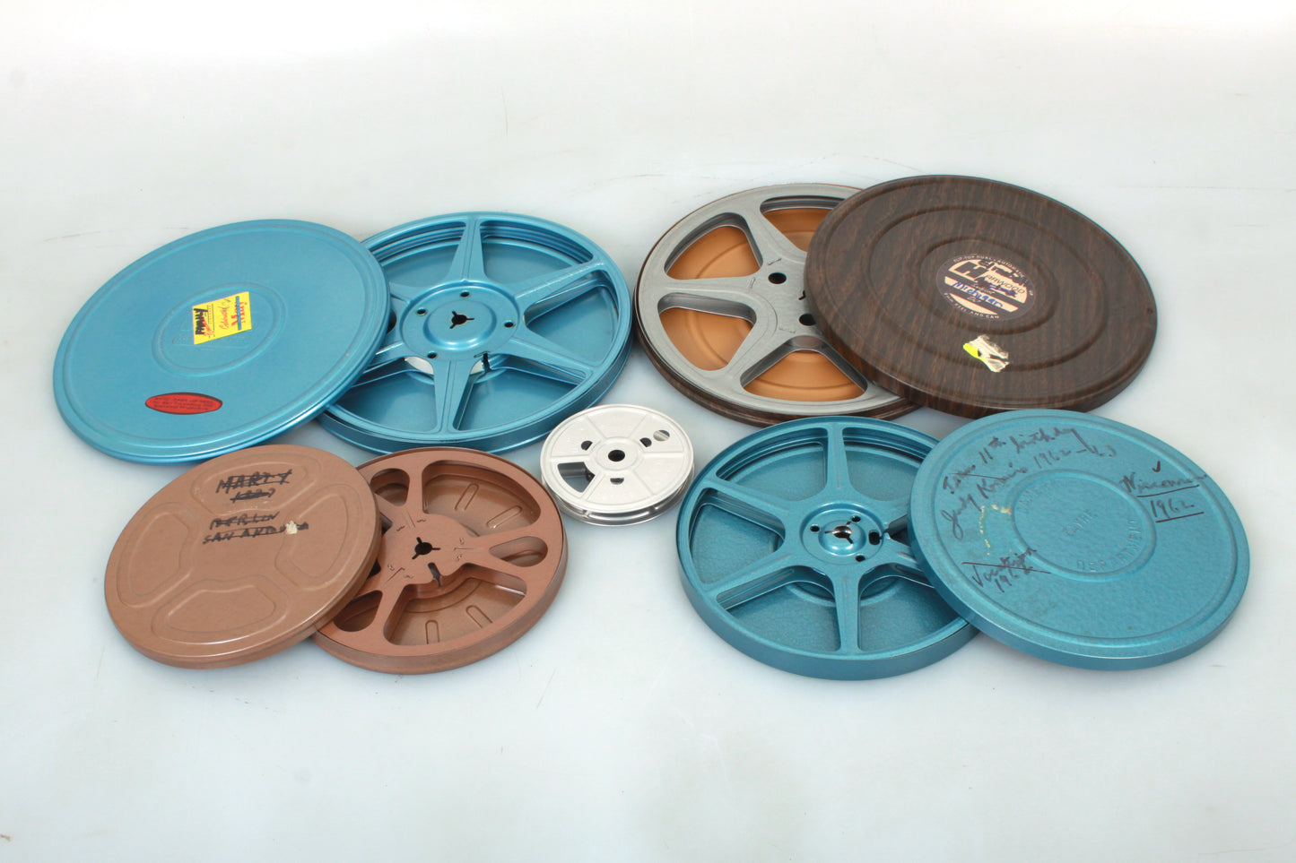 Movie Reels & Cans Various Colors & Sizes Lot of 9