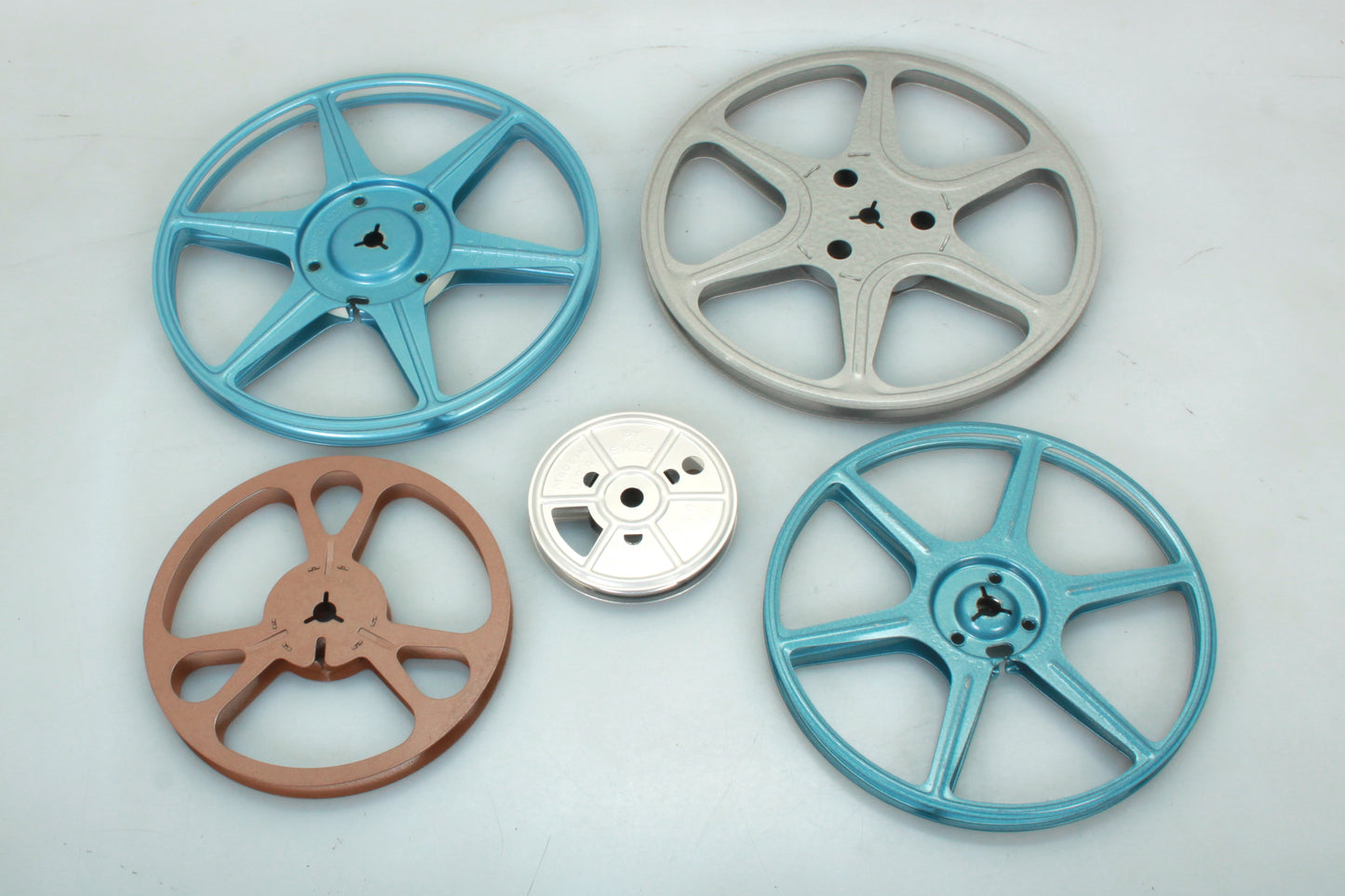 Movie Reels & Cans Various Colors & Sizes Lot of 9
