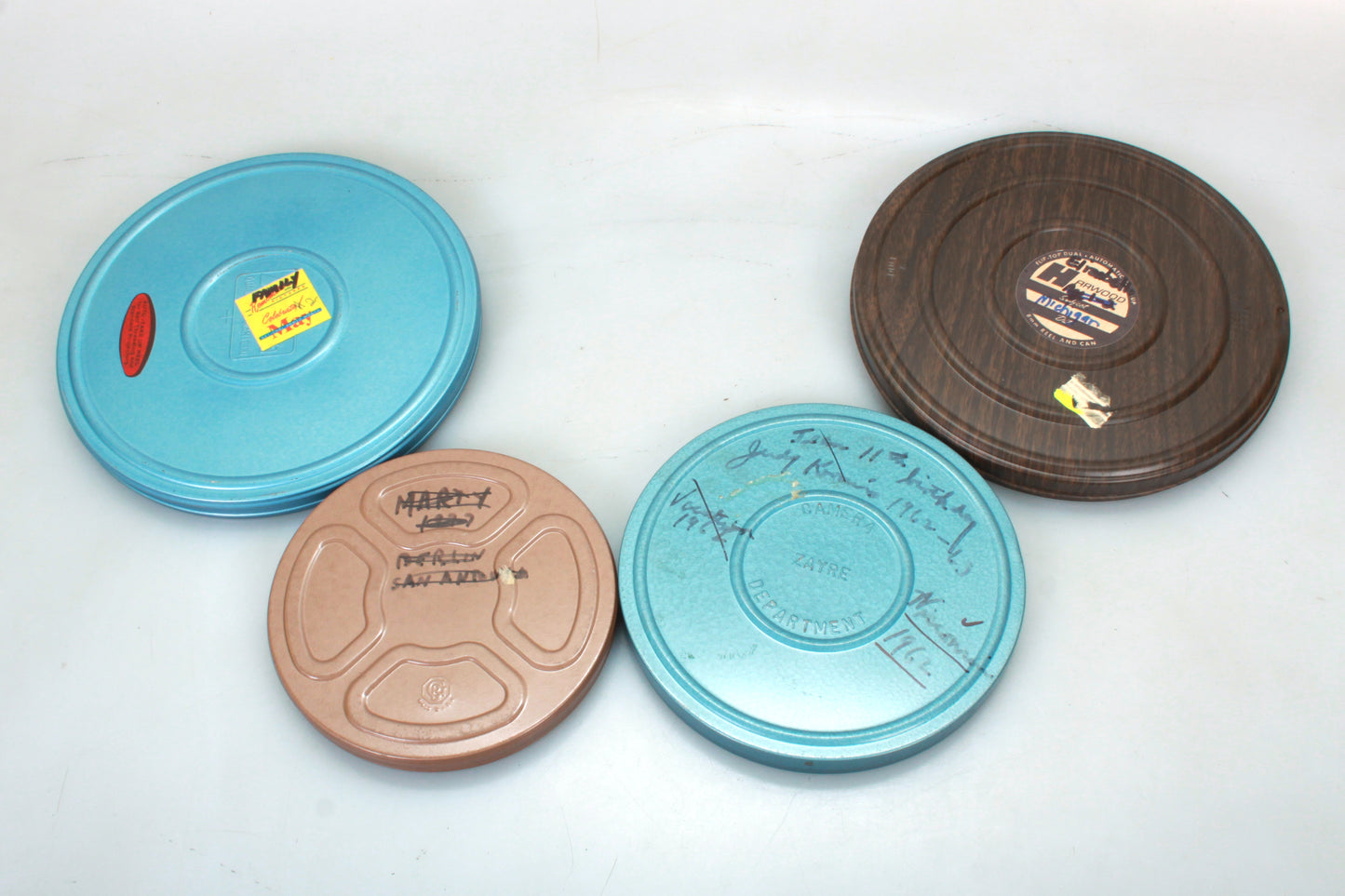 Movie Reels & Cans Various Colors & Sizes Lot of 9