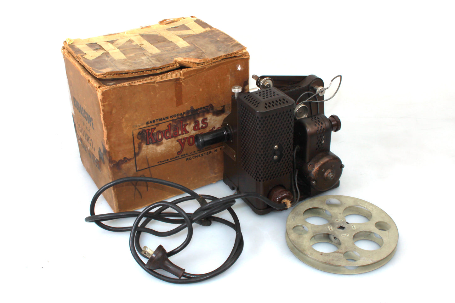 Art Deco Kodak Kodascope Model D 16mm Projector in Original Box - Prop/Display