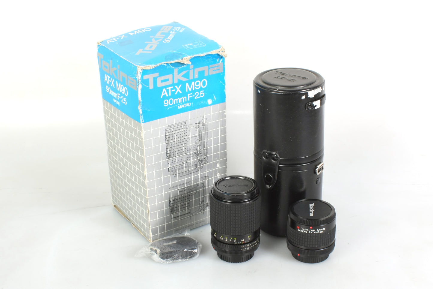 90mm F/2.5 Macro Tokina AT-X M90 for Canon FD in Box W/ Case & Macro Extender