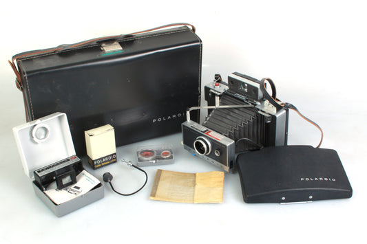 Vintage Polaroid Automatic 100 Land Camera W Cable Release/Close Up/Case/Filters