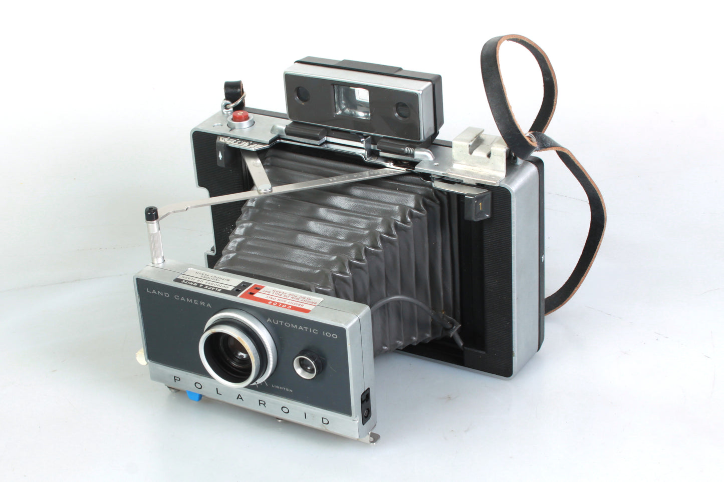 Vintage Polaroid Automatic 100 Land Camera W Cable Release/Close Up/Case/Filters