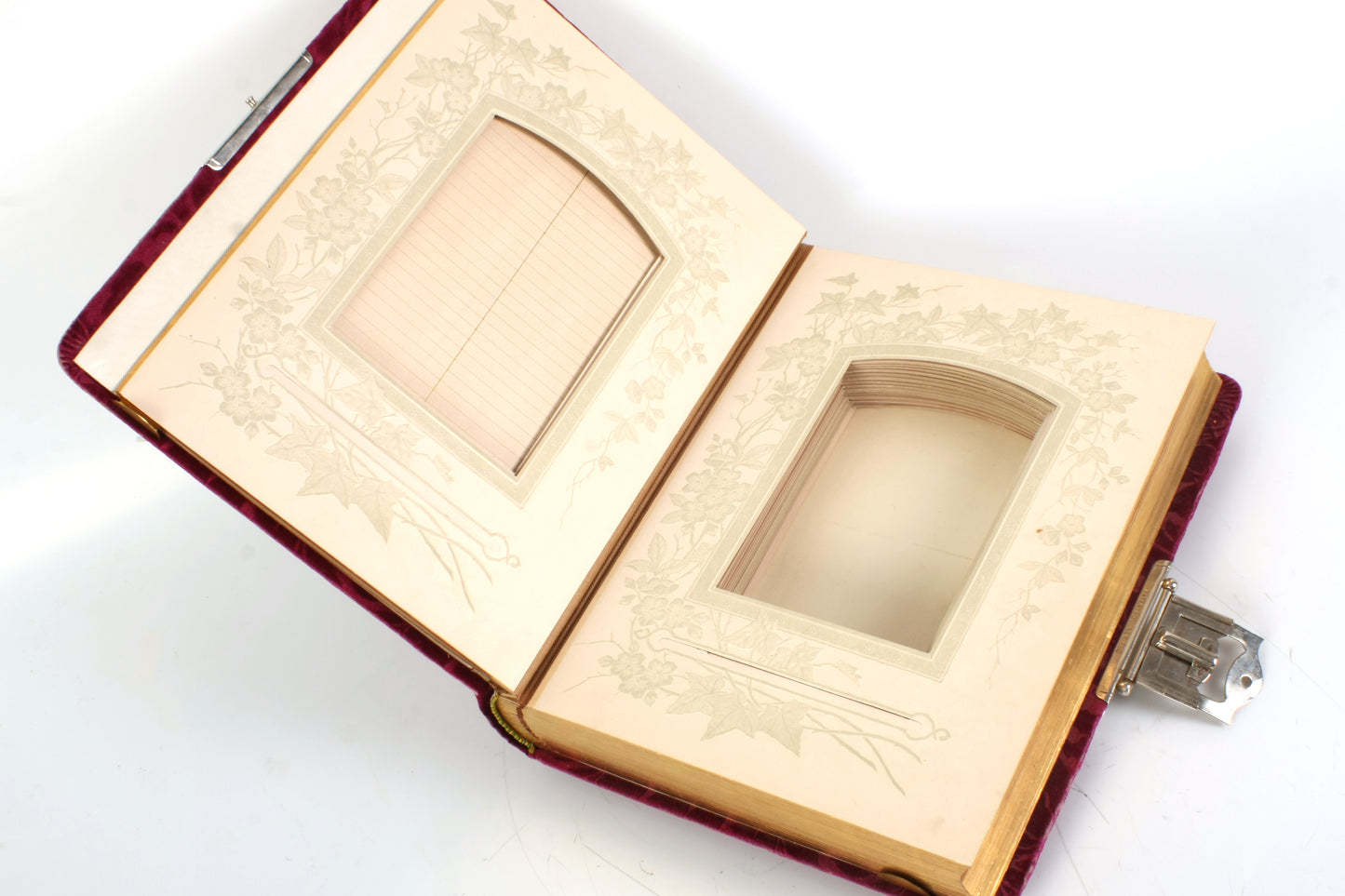 Victorian Cabinet Photo Album Floral Fabric From 1880s