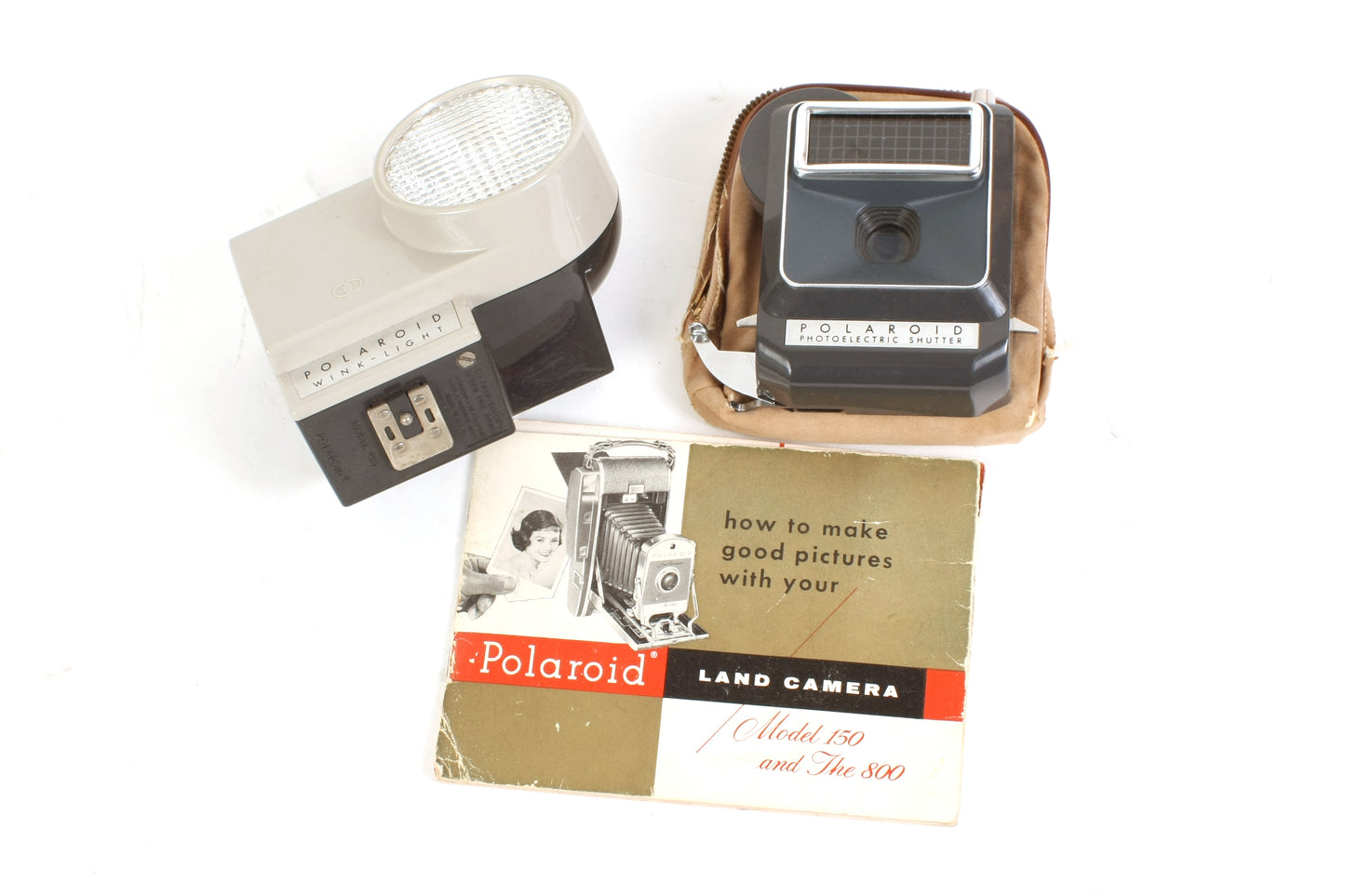 Vintage Polaroid Camera Outfit W/ Flash, Case, Manual - Display/Prop