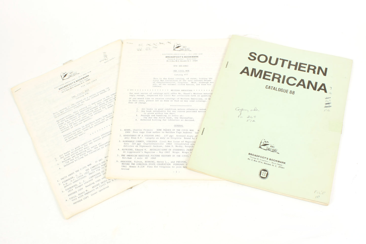 Broadfoots Bookmark Catalogs Lot of 21 - Civil War & Americana