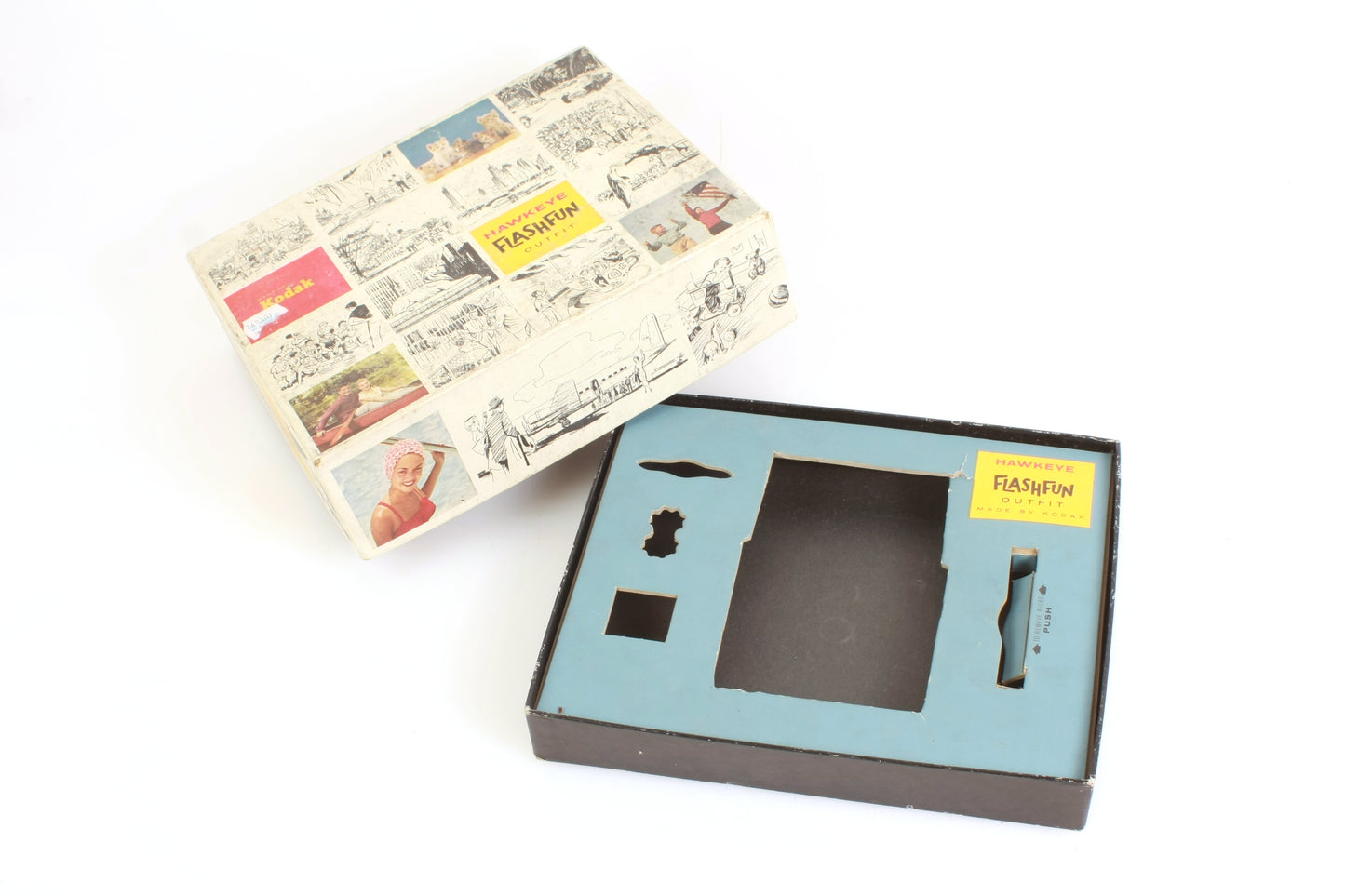 Vintage Antique Kodak Hawkeye Flashfun Camera Outfit Original Empty Box