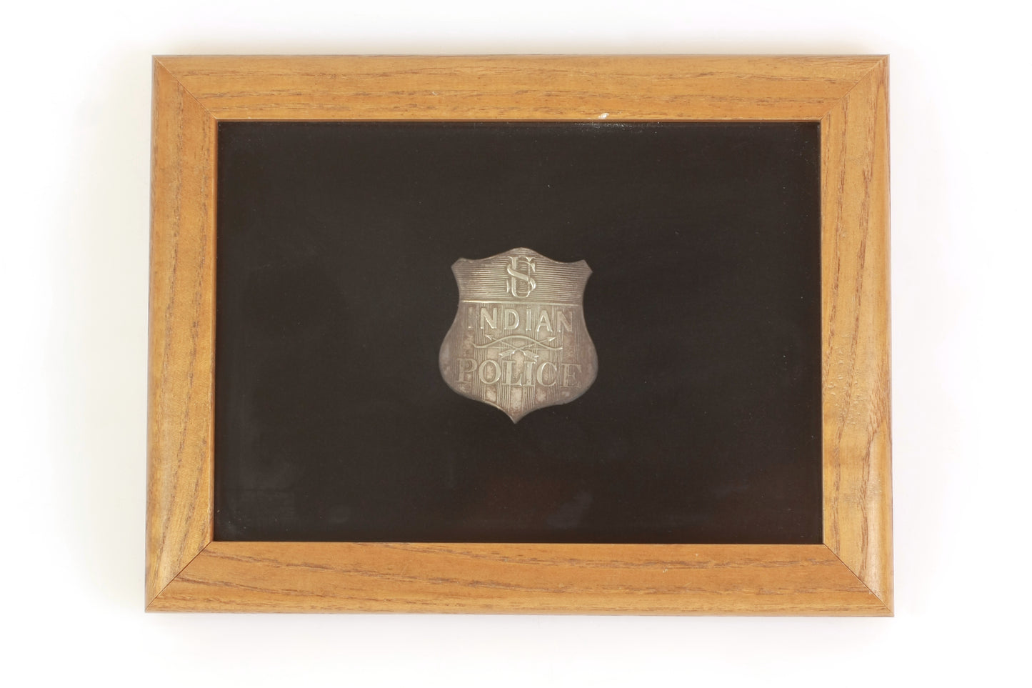 Vintage U.S. Indian Police Badge in Frame W/ Archival Glass