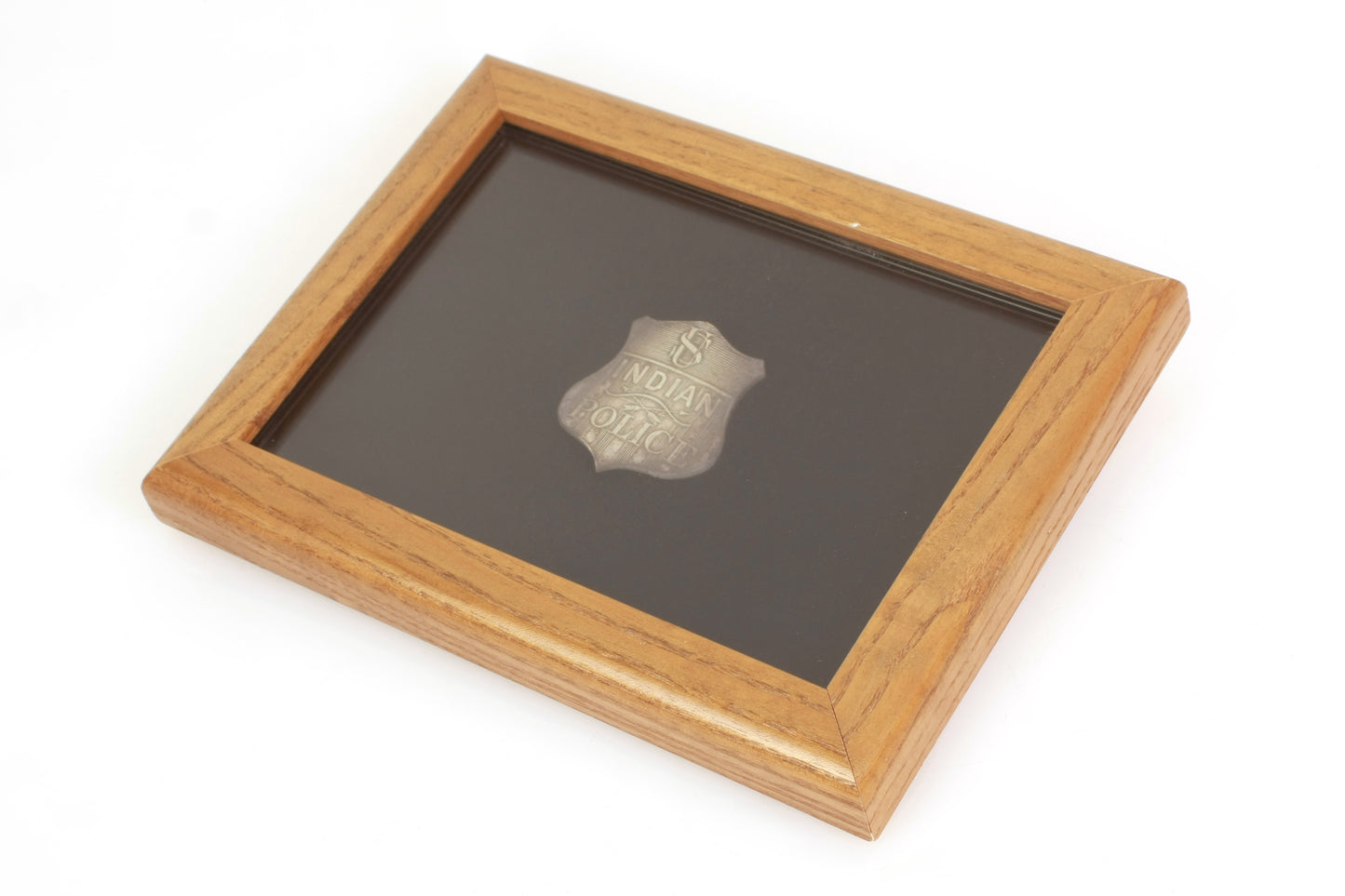 Vintage U.S. Indian Police Badge in Frame W/ Archival Glass
