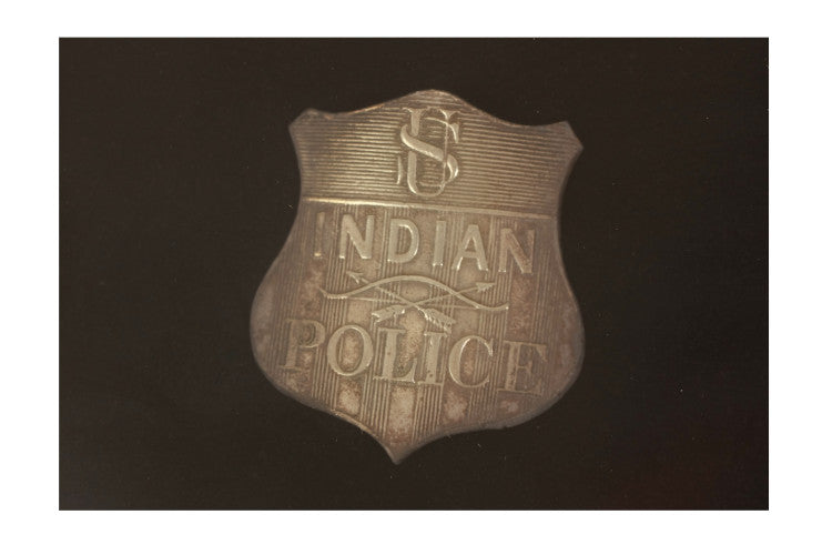 Vintage U.S. Indian Police Badge in Frame W/ Archival Glass