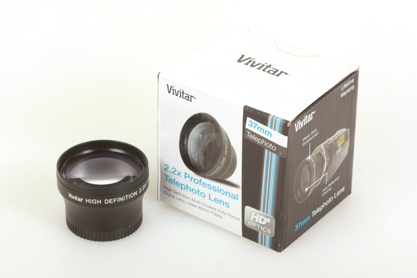 Vivitar 37mm 2.2x Professional Telephoto Lens I.O.B. 46mm Front Element
