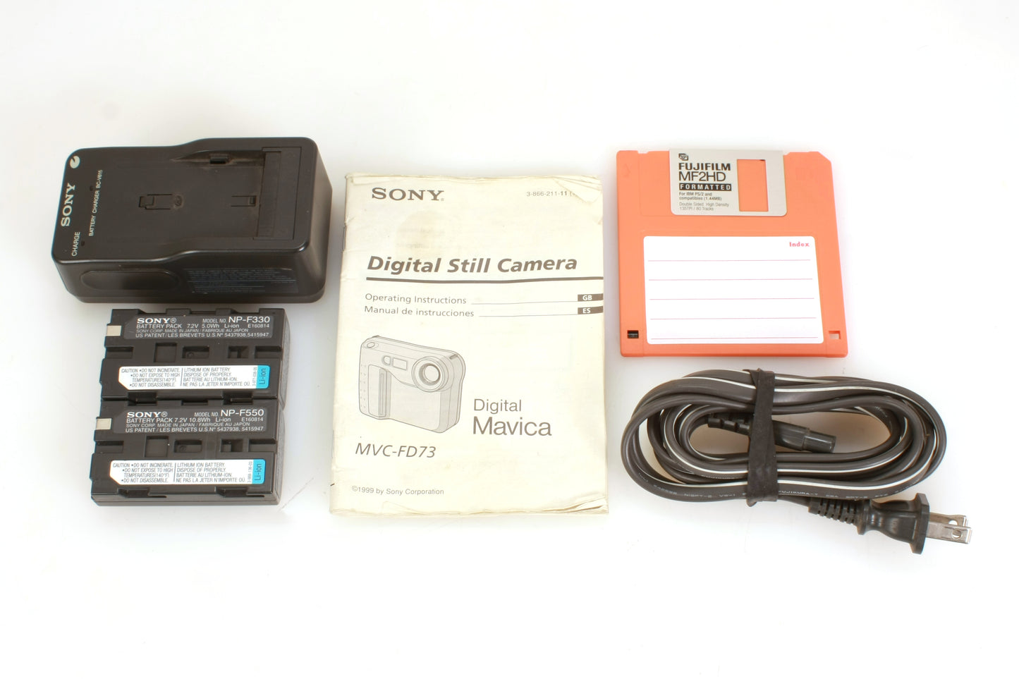 Sony MVC-FD73 0.3mp Mavica Digital Camera W/ Charger, Manual, 2 Batteries