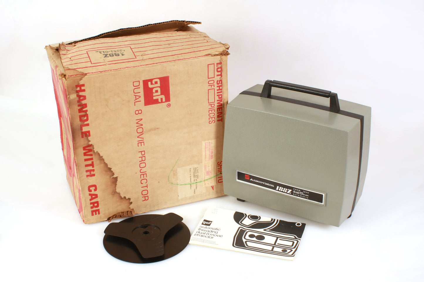 GAF Dual Super 8 & 8mm Film Projector W/ Take Up Reel and Bulb