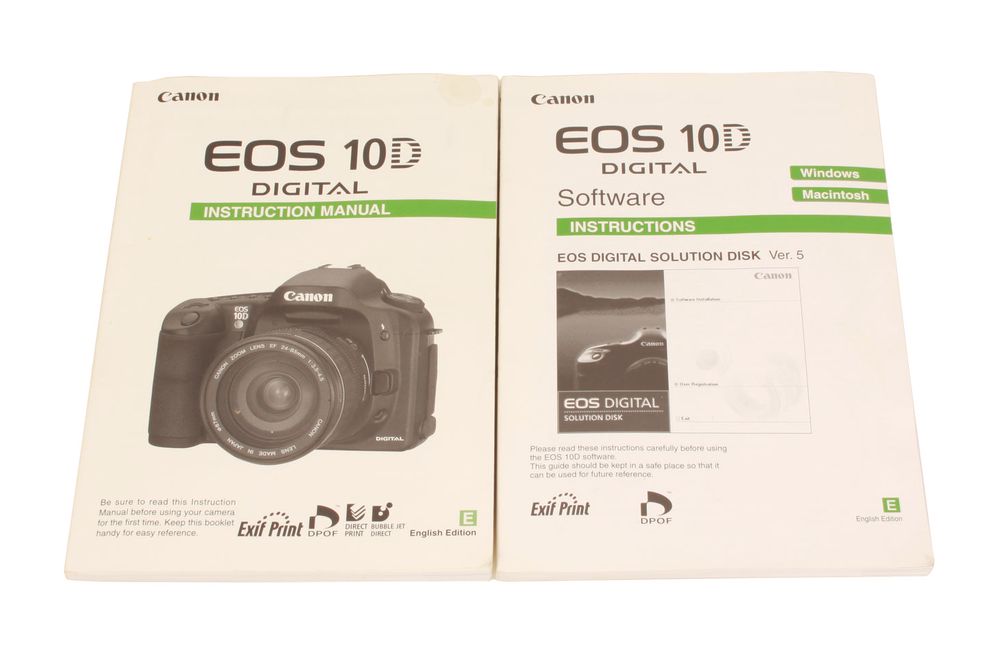 Canon EOS 10D Digital Original Instruction Manual & Software Instructions