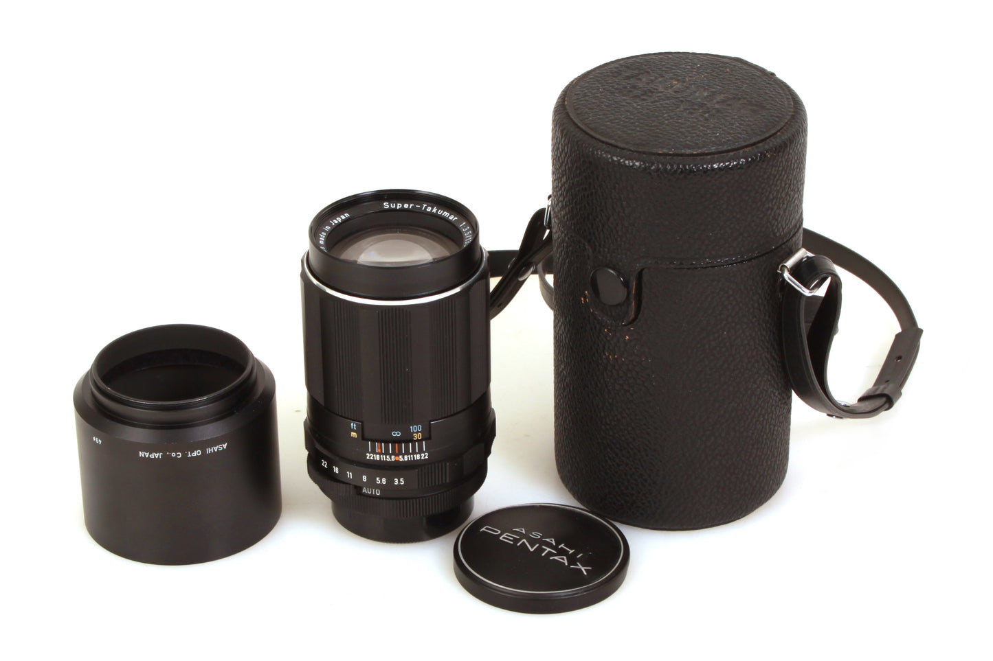 Asahi Pentax Super-Takumar F3.5 135mm Telephoto Lens M42 W/ Hood/case/caps
