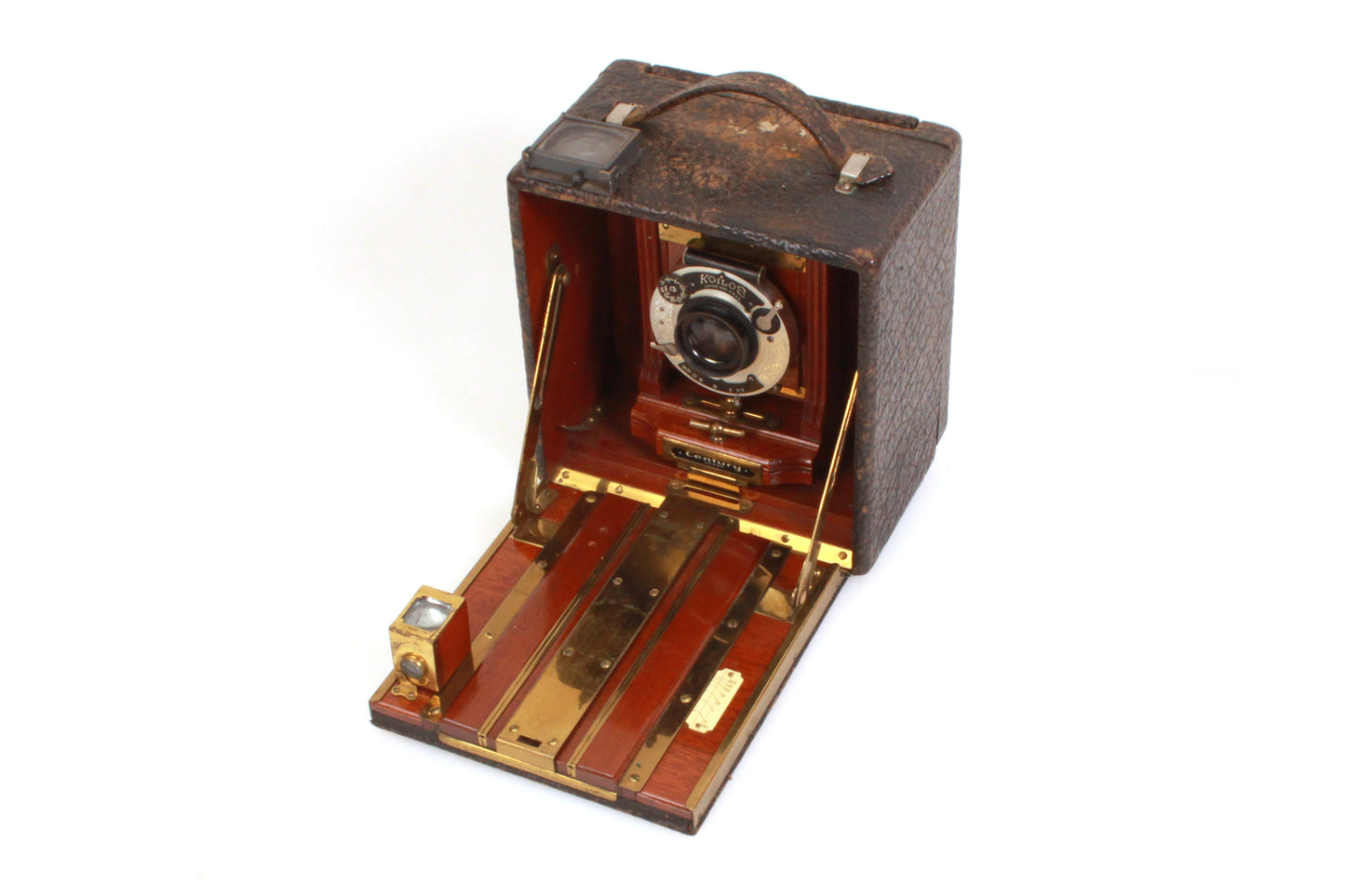 Rare Antique 1900 4x5 Century Wood Brass Folding Plate Camera W 6.8 Lens