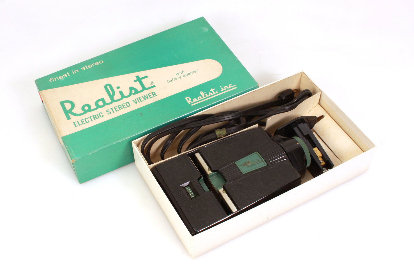 Vintage Stereo Realist Viewer Set Electric Green Button W/ Box