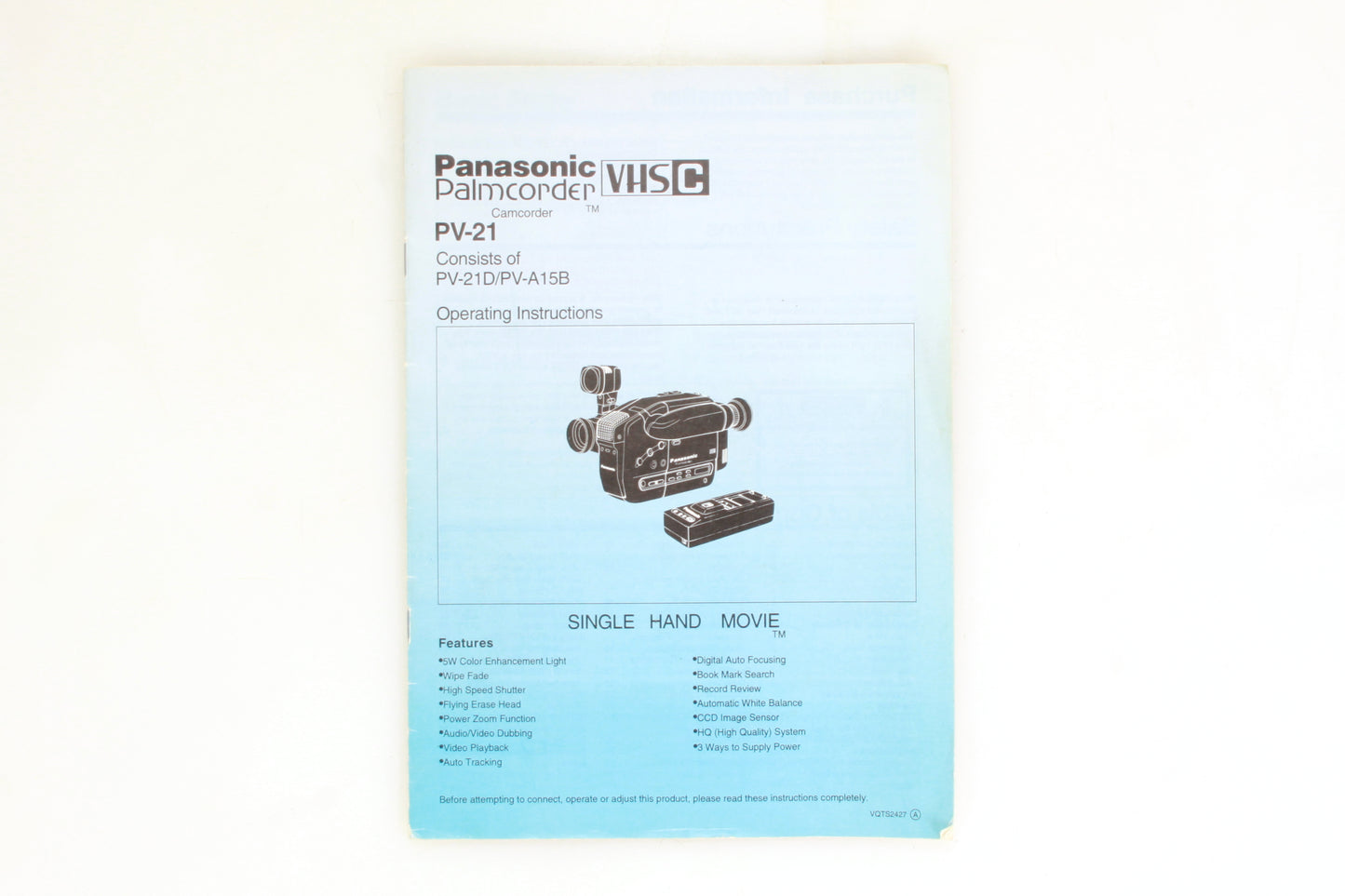 Panasonic VHS-C PV-21 Operating Instructions Manual