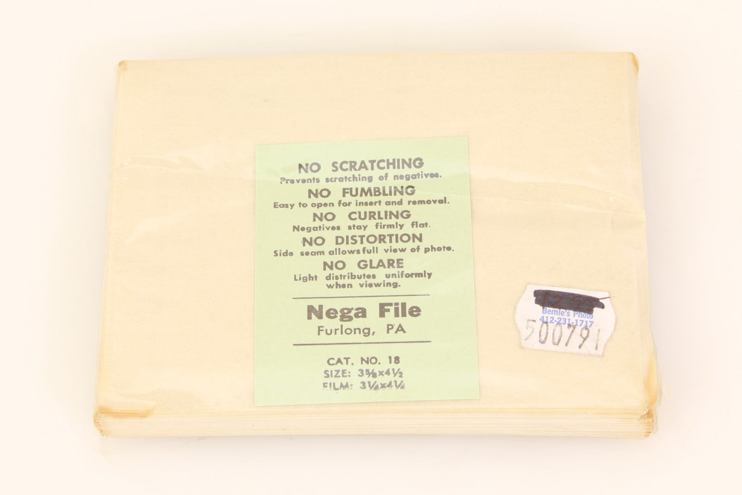NegaFile Negative or Photo Glassine 3 1/4 x 4 1/4 Pack of 100