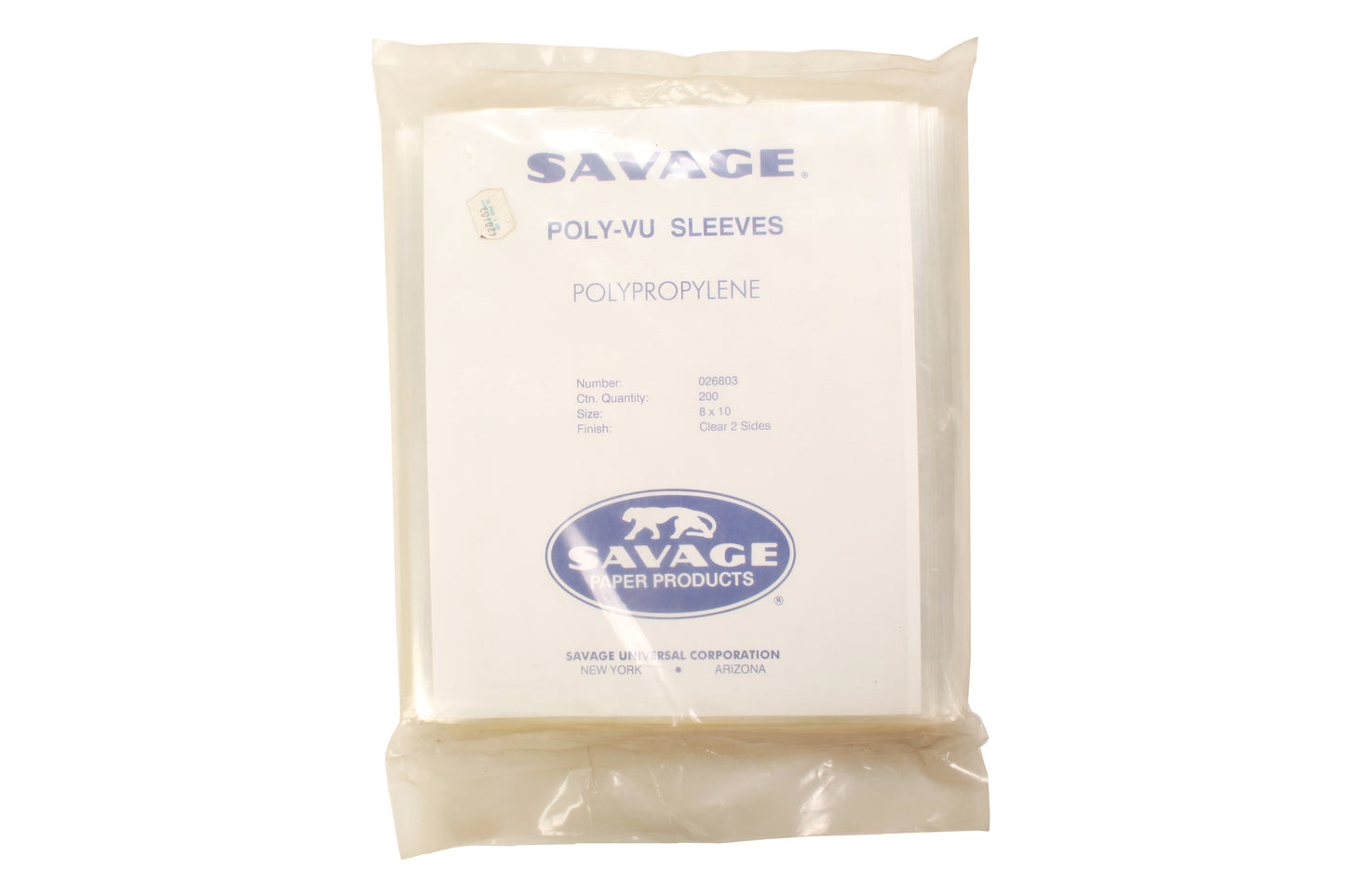 Savage 8x10 Archival Polypropylene Clear Sleeves (200)