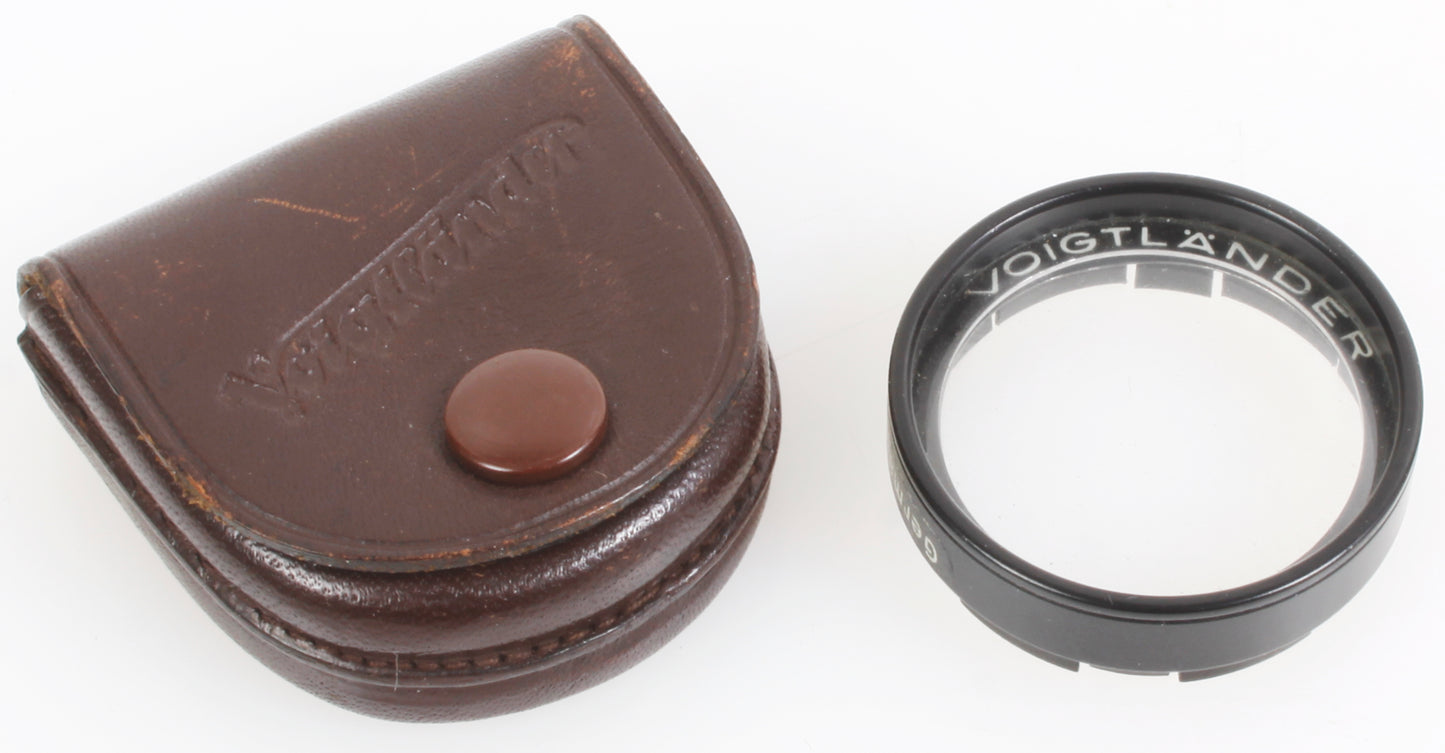 Vintage Voigtlander P Focar 52 Lens Slip On in Leather Case