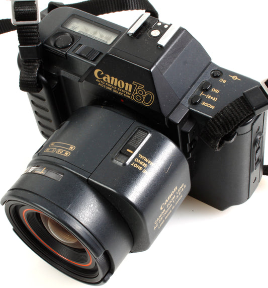Canon T80 35mm SLR AF Film Camera w/ 2 Lenses, Flash, Command Back