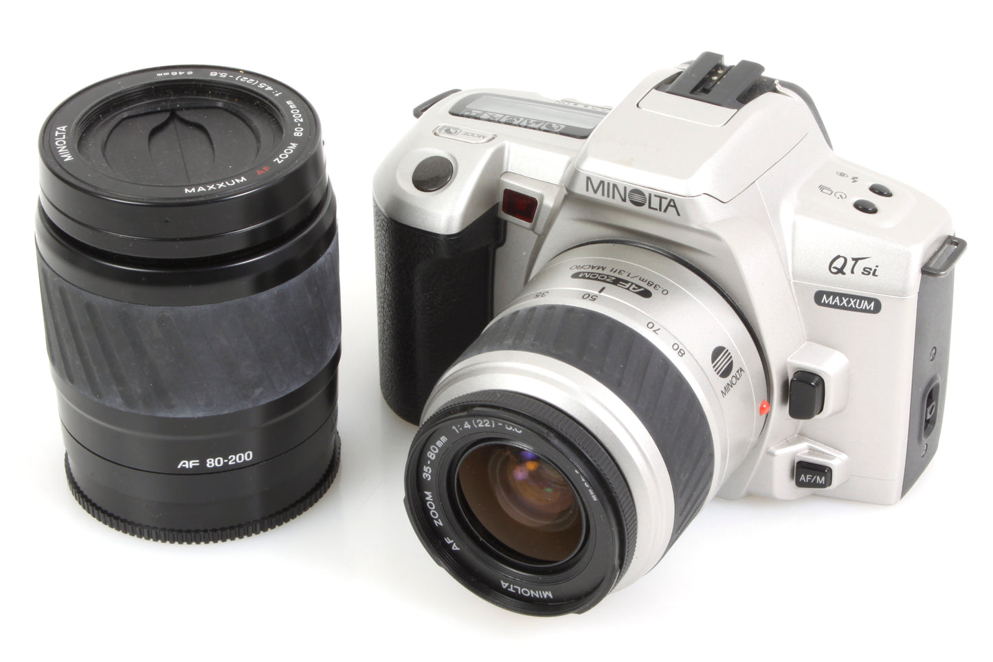 Minolta Film Camera w Wide Angle & Telephoto Lenses