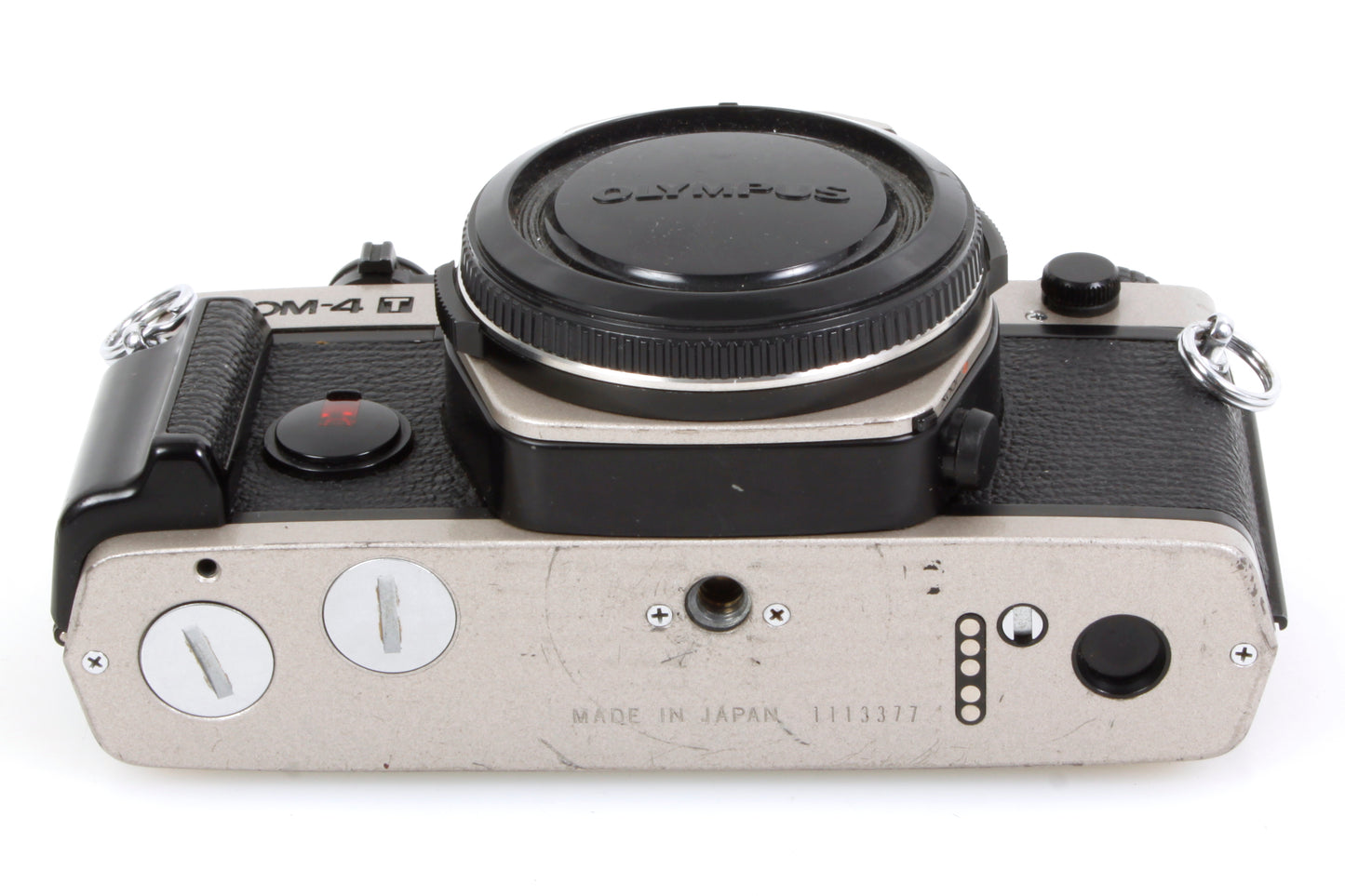 Olympus OM-4T Titanium 35mm Film Champagne SLR Camera Body w/ Grip & Cap