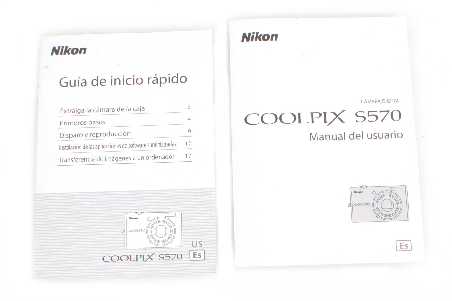Nikon Coolpix S570 Camera Manual + Spanish Manual