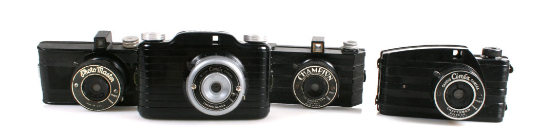 ART DECO BAKELITE CINEX CAMERA, LOT OF 4