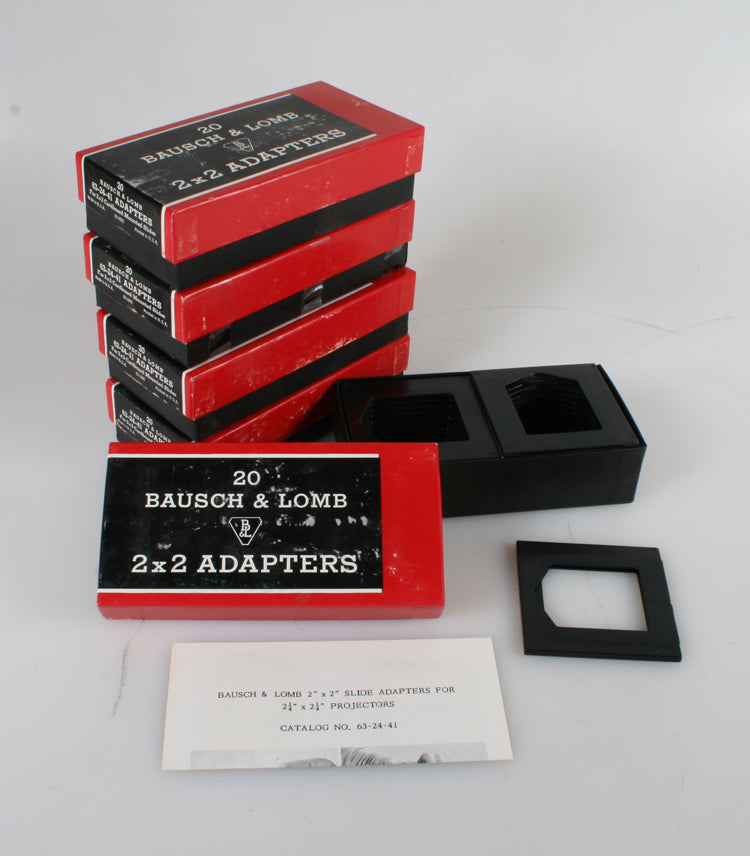 BAUSCH AND LOMB 2X2 ADAPTERS FOR CARDBOARD MOUNT 35MM SLIDES 5 BOXES OF 20 (100)