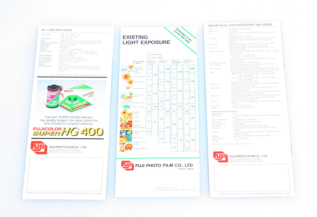 FUJI DISCOVERY 800/ DL-7/ PICTURE GUIDE SET OF 3