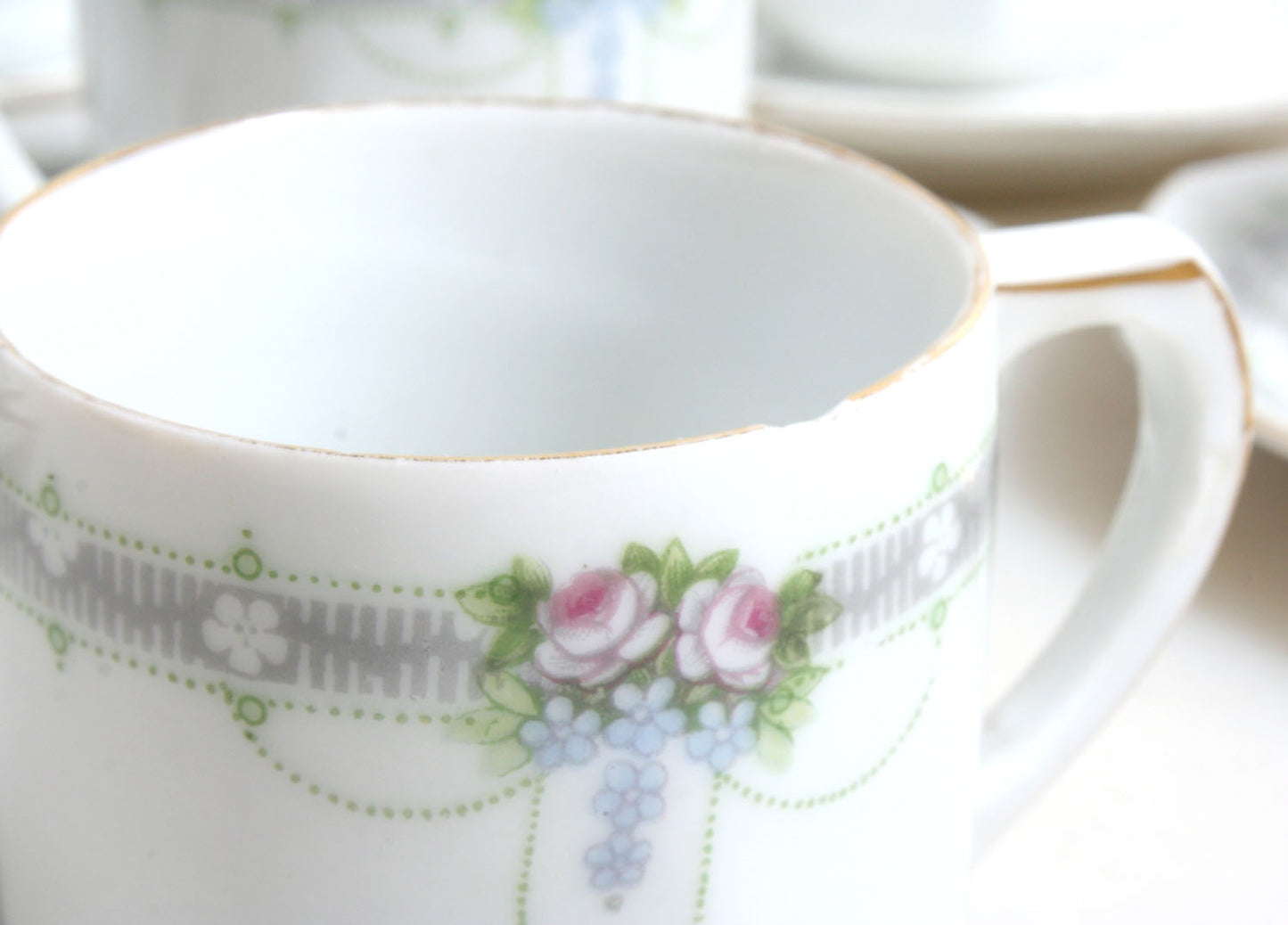 Weimer Germany Tea Set, 12 Cups//Cup Saucer//Porcelain//Collectible