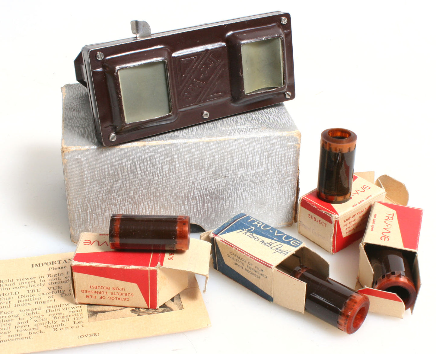 Vintage Tru Vue Films Stereoscope Viewer with 4 Movie Strips//Vintage