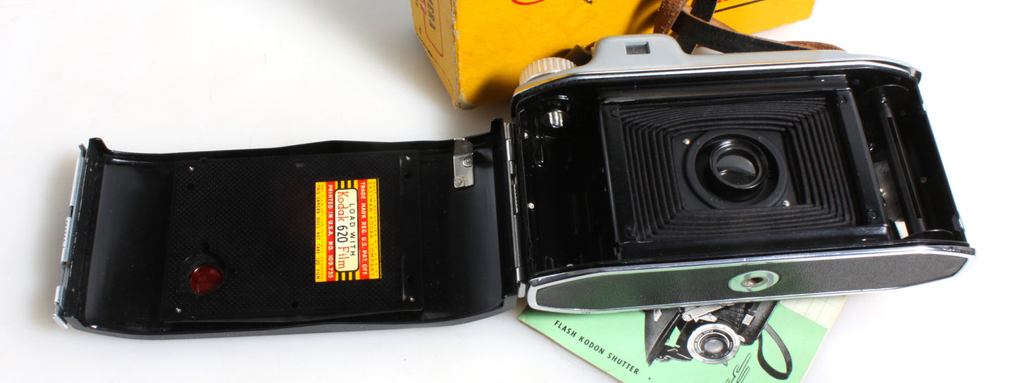 Kodak Tourist Film Camera in Original Box//Art Deco Camera//Bellows Camera