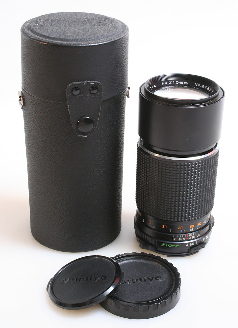 MAMIYA 645 LENS 210MM F 4.0 TELEPHOTO WITH LENS CAPS AND ORIGINAL CASE