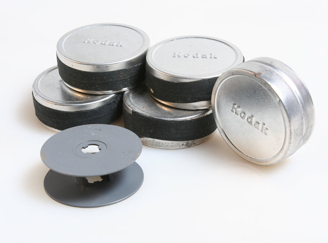 MOVIE CANS WITH REELS 50FT REGULAR 8 , SET OF 5