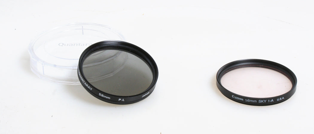 58MM FILTERS CANON SKY 1-A AND POLARIZER SET OF 2